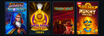 Banner med casinospil og spilleautomater, der er tilgængelige på vores Glorion Casino